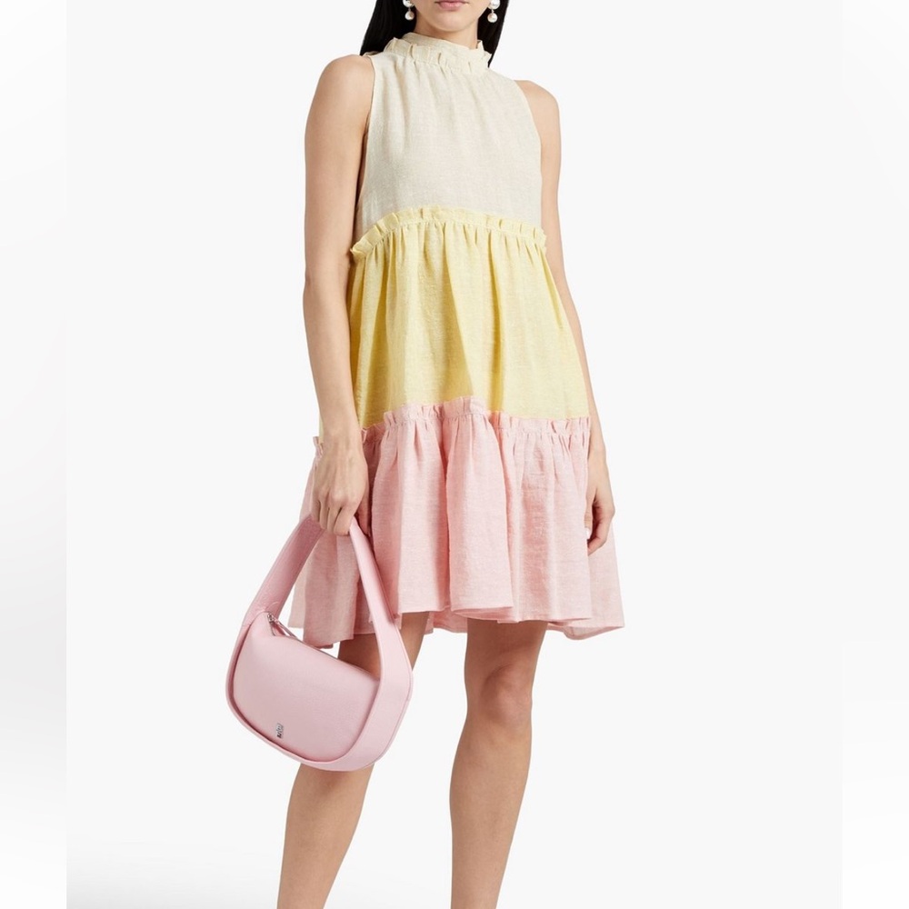 Lisa Marie Fernandez Metallic Linen Colorblock dress